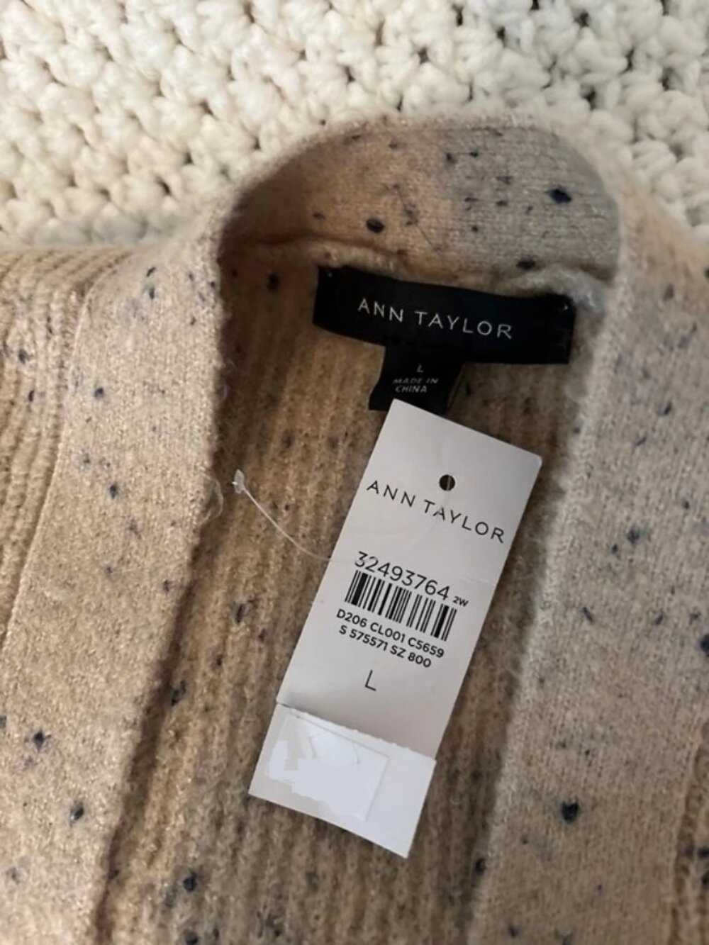NWT Ann Taylor Womens Size Large Beige Marl Knit Longline Cardigan Sweater NEW - Picture 3 of 3